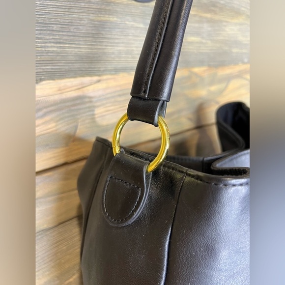 BIN048. Black Gold Hardware Large Bag - Picture 3 of 4